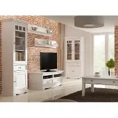 Lomadox Wohnzimmer Set, Massivholz in weiß BORMIO-163, 6-teilig