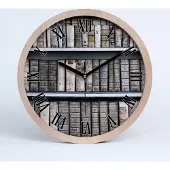 Tulup Holzuhr 30fi cm wanduhr - schwarze Spitzen - Bücherregal