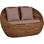 MiaMöbel Sofa Rattan 135x80x80 cm Modern 100% Baumwolle Bananenblatt-Geflecht Rattan natur