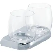 Bravat Metasoft Glashalter 816510 Doppelt, Glas bauchig klar, chrom