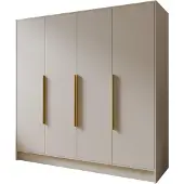 MargaretHadas24 Margaret Hadas24 Drehtürenschrank Goya I 200 cm (kaschmir, goldene Griffe) Kleiderschran Push-to-Open, großer Stauraum, Regale, Kleiderstangen