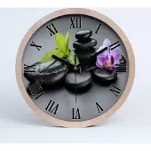 Tulup Holzuhr 30fi cm wanduhr - schwarze Spitzen - zen-Steine