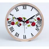 Tulup Holzuhr 20fi cm wanduhr - schwarze Spitzen - Kirschen und Wasser