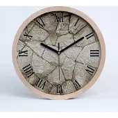 Tulup Holzuhr 20fi cm wanduhr - schwarze Spitzen - Steinwand
