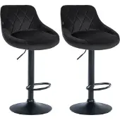 CLP 2er Set Barhocker Lazio Samt schwarz schwarz