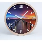 Tulup Holzuhr 25fi cm wanduhr - weiße Spitzen - römische Brücke