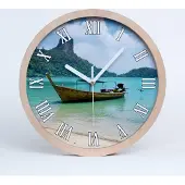 Tulup Holzuhr 30fi cm wanduhr - weiße Spitzen - Boot