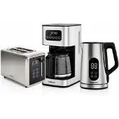 Hagenuk Digitales Frühstücksset Edelstahl – Toaster, Kaffeemaschine & Wasserkocher mit LED & Touch