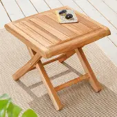 Riess Massiver Beistelltisch EMPIRE TEAK 45cm natur Teakholz wetterfest einklappbar
