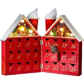 HAC24 Befüllbarer LED Musik Adventskalender Holz Krippenszene Weihnachtskalender Advents Kalender Weihnachtsdeko