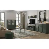 Fun-Möbel Wohnzimmer-Set HOME 5 tlg Schrankwand mit Couchtisch Grün Eiche Lefkas