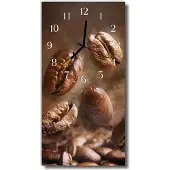 Tulup Glasuhr Wanduhr Küchenuhr Echt-Glas 30x60 Bohnen Braun