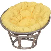 Heinz Hofmann Papasansessel - Rattansessel ø 100 cm naturgrau, mit Auflage pastellgelb