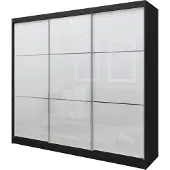 Masseno Schiebetürenschrank VITALE 240 cm Kleiderschrank Schlafzimmer Schrank 3-türig Schwarz