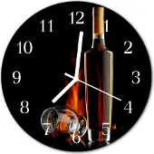 Tulup Glasuhr Wanduhr Küchenuhr Echt-Glas 30fi cm Alkohol schwarz
