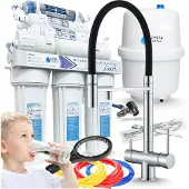 ARI Wasserfilter Set RO7 mit 3-Wege Küchenarmatur HighFlex Chrom, 7-stufige Umkehrosmose, Mineralisierung