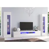 Möbelando Wohnwand Schrankwand Anbauwand Wohnzimmerwand Mediawand TV-Wand "Daiquiri I" Weiß Hochglanz