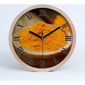 Tulup Holzuhr 25fi cm wanduhr - schwarze Spitzen - Gewürz Kurkuma