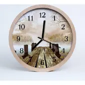 Tulup Holzuhr 30fi cm wanduhr - Brücke Landschaft