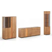 Feldmann-Wohnen Wohnwand Collodi Wohnzimmer-Set 3-teilig Wildeiche Natur Massivholz geölt Ausführung wählbar