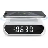 SBS 2-in-1-Wecker mit kabelloser Aufladung, Weiß