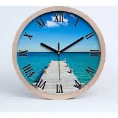 Tulup Holzuhr 20fi cm wanduhr - schwarze Spitzen - Holzsteg