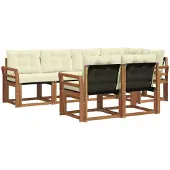 vidaXL Outdoor-Sofagarnitur 7 stk. Natur und Creme