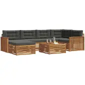 vidaXL Outdoor-Sofagarnitur 7 Stk. Natur und Anthrazit