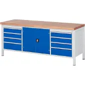 RAU Werkbank höhenverstellbar 8909A2, B2000xT700xH840-1040mm, 8x Schublade-TA, 1x Tür