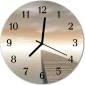 Tulup Glasuhr Wanduhr Küchenuhr Echt-Glas 30fi cm Seebrücke braun