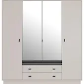 Masseno Drehtürenschrank PUNTO 200/210/56cm 4-türig mit Spiegel Kaschmir