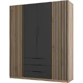 Masseno Drehtürenschrank CAGLIARI 200 cm Kleiderschrank Schlafzimmer Schrank 4-türig Goldfarben