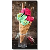 Tulup Glasuhr Wanduhr Küchenuhr Echt-Glas 30x60 Ice Mehrfarbig