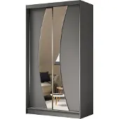 Masseno Schiebetürenschrank VOCE 120 cm Kleiderschrank Schlafzimmer Schrank 2-türig mit Spiegel Grau