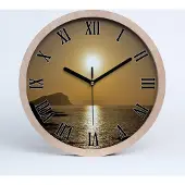 Tulup Holzuhr 20fi cm wanduhr - schwarze Spitzen - Meer Sonnenuntergang