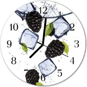 Tulup Glasuhr Wanduhr Küchenuhr Echt-Glas 30fi cm Brombeeren schwarz