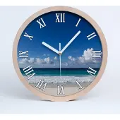Tulup Holzuhr 30fi cm wanduhr - weiße Spitzen - seychelles Strand
