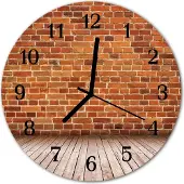 Tulup Glasuhr Wanduhr Küchenuhr Echt-Glas 30fi cm Ziegel Mauer rot
