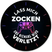 Speecheese Lass mich zocken und niemand wird verletzt Wanduhr aus Alu