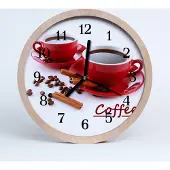 Tulup Holzuhr 30fi cm wanduhr - Tasse Kaffee