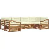 vidaXL Outdoor-Sofagarnitur 6 Stk. Natur und Creme Massivholz Akazie
