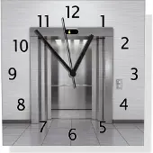 Wallario Design Wanduhr Fahrstuhl aus Aluverbund, Größe 30 x 30 cm