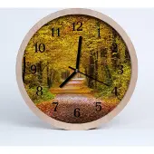 Tulup Holzuhr 30fi cm wanduhr - Herbstwaldpfad