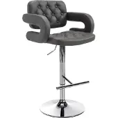 CLP Barhocker Dublin C aus grauem Kunstleder, höhenverstellbar, drehbar, gesteppt, Sitzhöhe 65-85 cm