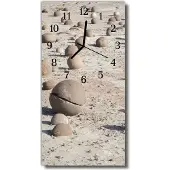 Tulup Glasuhr Wanduhr Küchenuhr Echt-Glas 30x60 Strand Steine Beige
