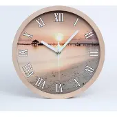 Tulup Holzuhr 20fi cm wanduhr - weiße Spitzen - Malediven-Strand