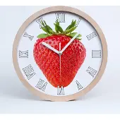 Tulup Holzuhr 30fi cm wanduhr - weiße Spitzen - Erdbeere