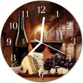 Tulup Glasuhr Wanduhr Küchenuhr Echt-Glas 30fi cm Wein braun