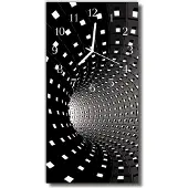 Tulup Glasuhr Wanduhr Küchenuhr Echt-Glas 30x60 Tunnel Schwarz