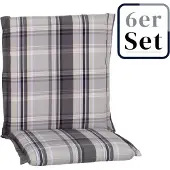 Green Spirit 6er Set Niedriglehner Auflage Atika, Motiv - Karo, grau, 100x52x8cm